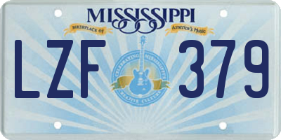 MS license plate LZF379