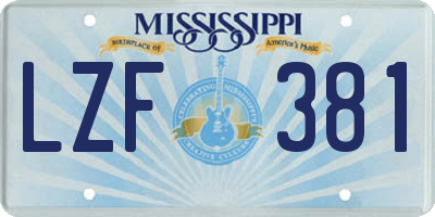 MS license plate LZF381