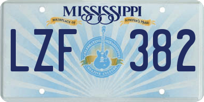 MS license plate LZF382