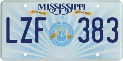 MS license plate LZF383
