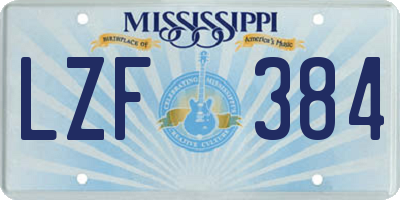 MS license plate LZF384