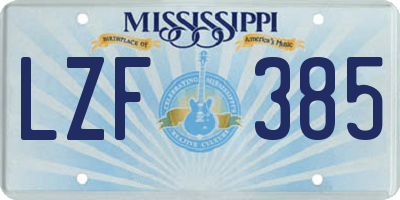 MS license plate LZF385