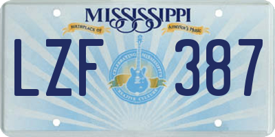 MS license plate LZF387