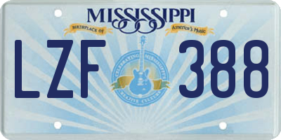 MS license plate LZF388