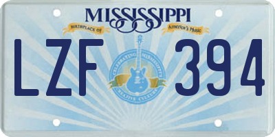 MS license plate LZF394