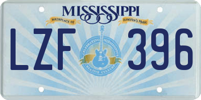MS license plate LZF396
