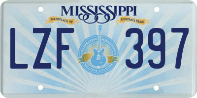 MS license plate LZF397