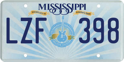 MS license plate LZF398