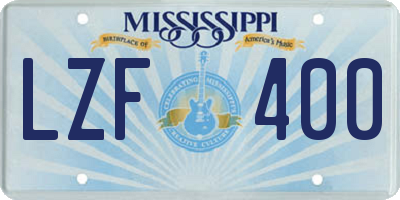MS license plate LZF400
