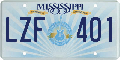 MS license plate LZF401