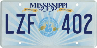 MS license plate LZF402