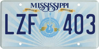 MS license plate LZF403