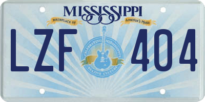 MS license plate LZF404
