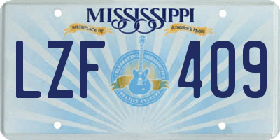 MS license plate LZF409