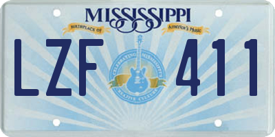 MS license plate LZF411