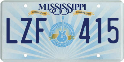 MS license plate LZF415