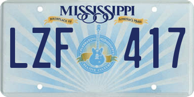 MS license plate LZF417
