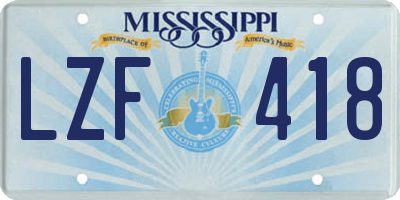 MS license plate LZF418