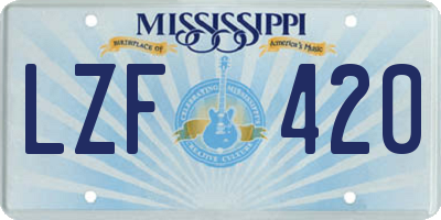 MS license plate LZF420