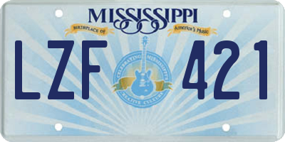 MS license plate LZF421