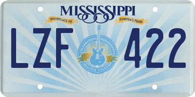 MS license plate LZF422