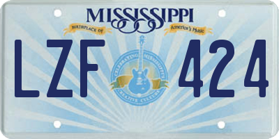 MS license plate LZF424