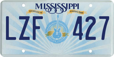 MS license plate LZF427