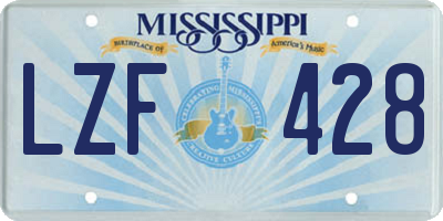 MS license plate LZF428