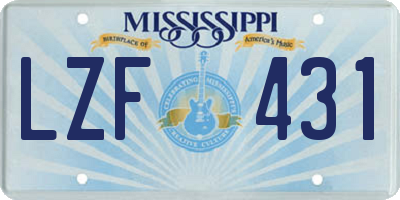 MS license plate LZF431