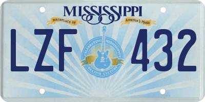 MS license plate LZF432
