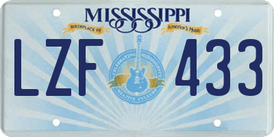 MS license plate LZF433