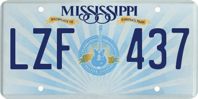 MS license plate LZF437
