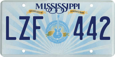 MS license plate LZF442