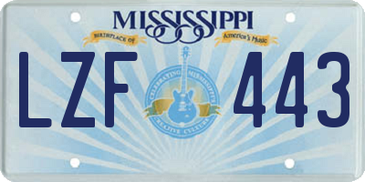 MS license plate LZF443