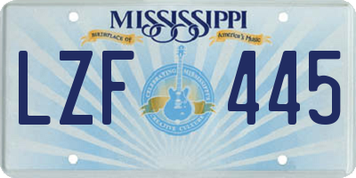 MS license plate LZF445