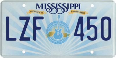 MS license plate LZF450