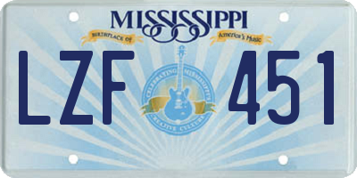 MS license plate LZF451