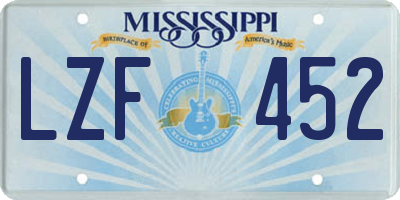 MS license plate LZF452