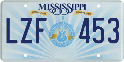 MS license plate LZF453