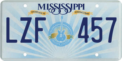 MS license plate LZF457
