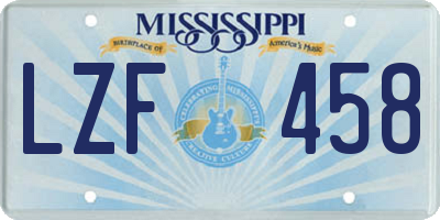 MS license plate LZF458