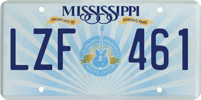 MS license plate LZF461