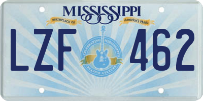 MS license plate LZF462