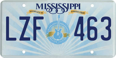 MS license plate LZF463