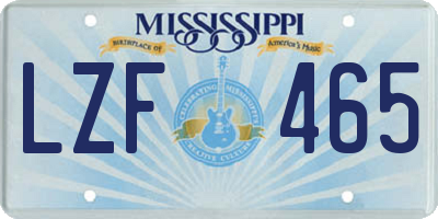 MS license plate LZF465