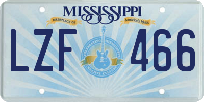 MS license plate LZF466