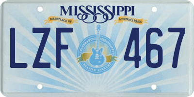 MS license plate LZF467
