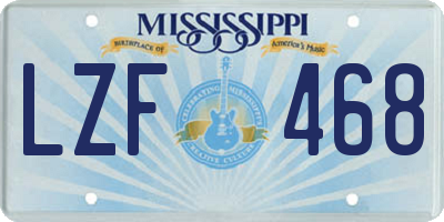 MS license plate LZF468