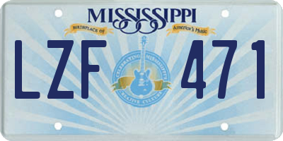 MS license plate LZF471