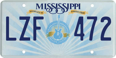 MS license plate LZF472